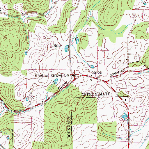 Topographic Map of Shelton Grove Church, TN