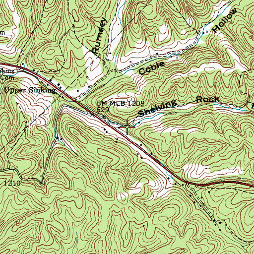 Topographic Map of Shelving Rock Hollow, TN