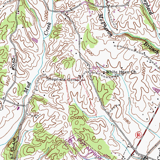 Topographic Map of Shepherd Cemetery, TN