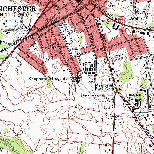 Topographic Map of Shepherd Street School, TN