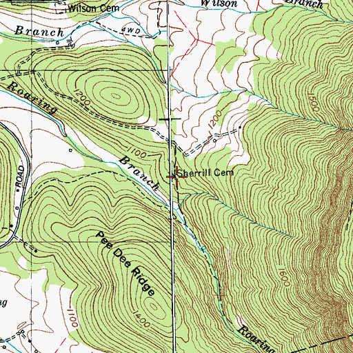 Topographic Map of Sherrill Cemetery, TN