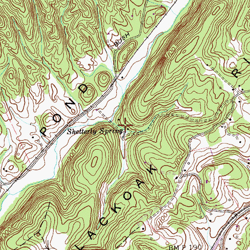 Topographic Map of Shetterly Spring, TN