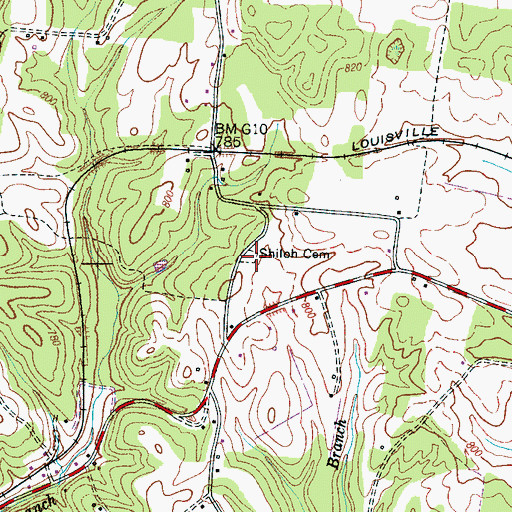 Topographic Map of Shiloh Cemetery, TN