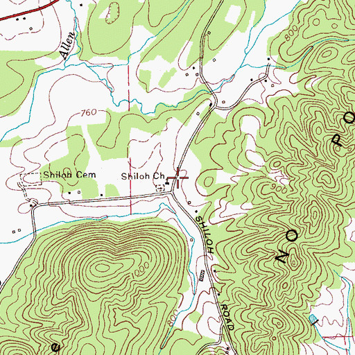 Topographic Map of Shiloh Church, TN