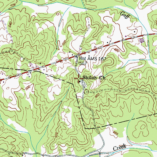 Topographic Map of Shiloh Church, TN