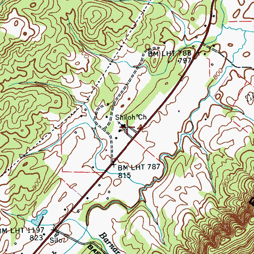 Topographic Map of Shiloh Church, TN