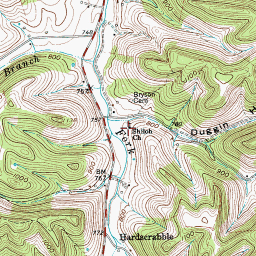 Topographic Map of Shiloh Baptist Church, TN