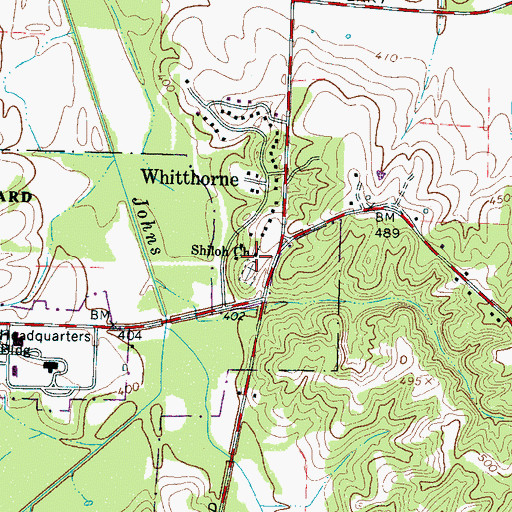 Topographic Map of Shiloh Church, TN