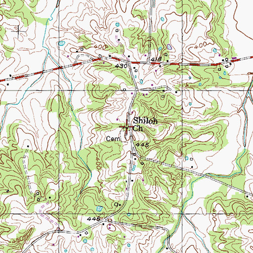 Topographic Map of Shiloh Church, TN