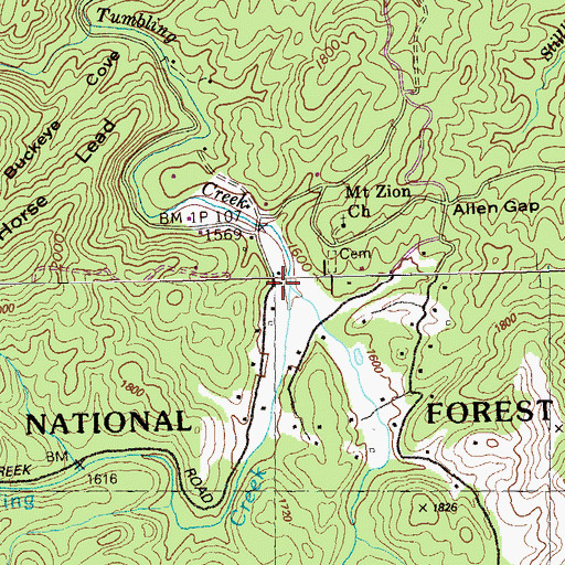 Topographic Map of Sholer Branch, TN