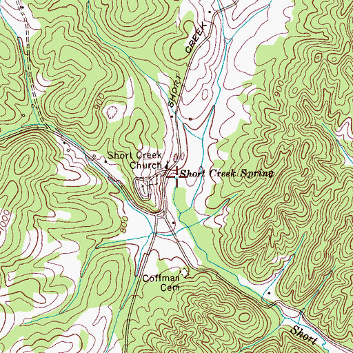 Topographic Map of Short Creek Spring, TN