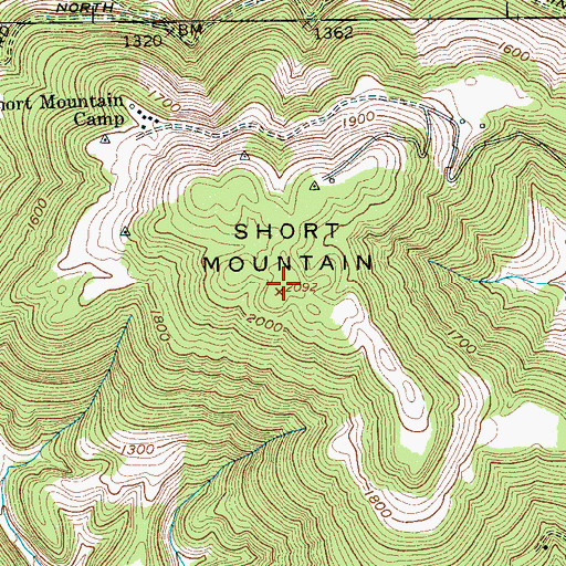 Topographic Map of Short Mountain, TN