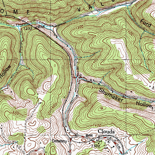 Topographic Map of Shumaker Hollow, TN