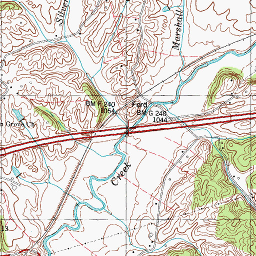 Topographic Map of Silver City Branch, TN
