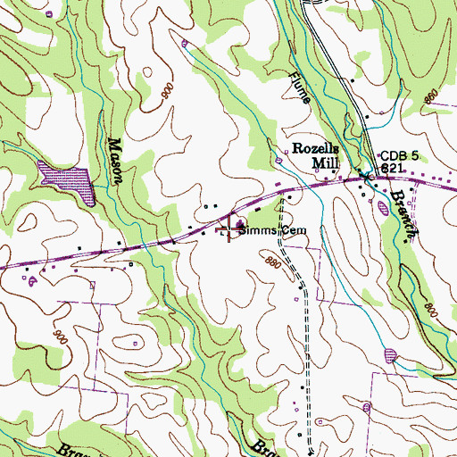 Topographic Map of Simms Cemetery, TN