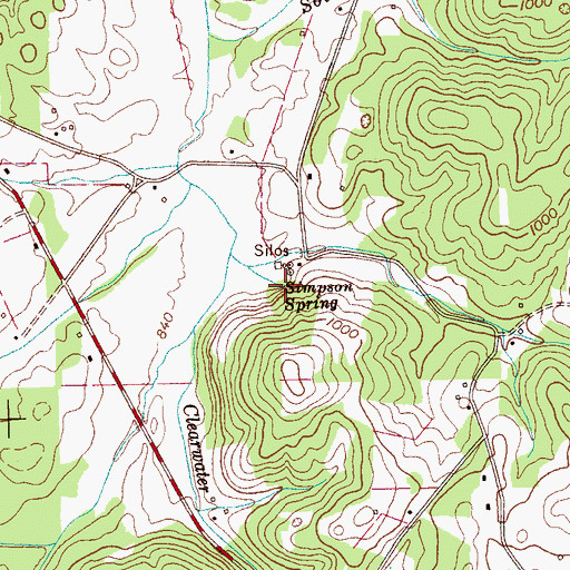 Topographic Map of Simpson Spring, TN