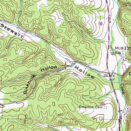 Topographic Map of Sinkhole Hollow, TN