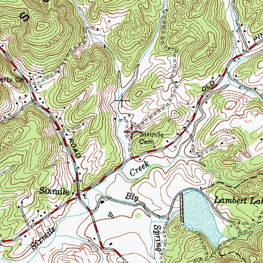 Topographic Map of Sixmile Cemetery, TN