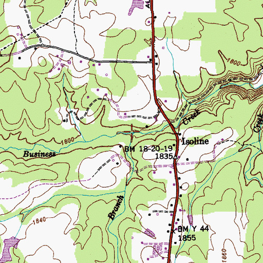 Topographic Map of Slatestone Branch, TN