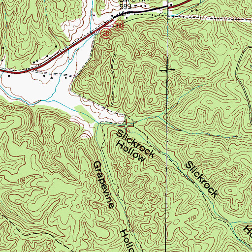 Topographic Map of Slickrock Hollow, TN