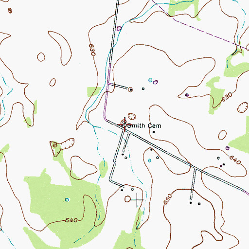 Topographic Map of Smith Cemetery, TN