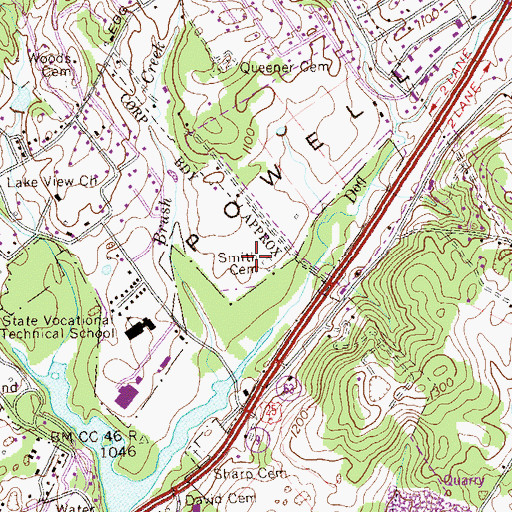 Topographic Map of Smith Cemetery, TN