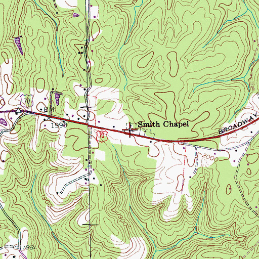 Topographic Map of Smith Chapel, TN