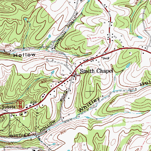 Topographic Map of Smith Chapel, TN