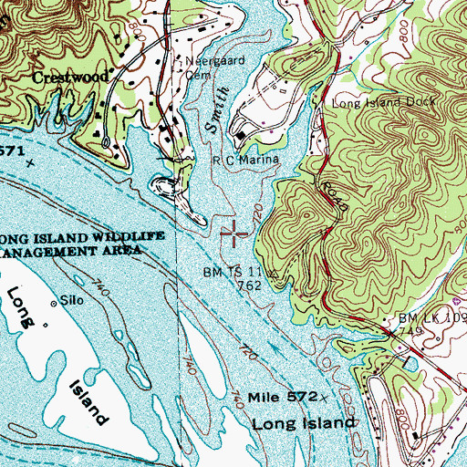 Topographic Map of Smith Creek, TN