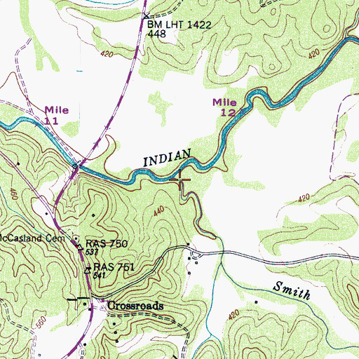 Topographic Map of Smith Fork, TN