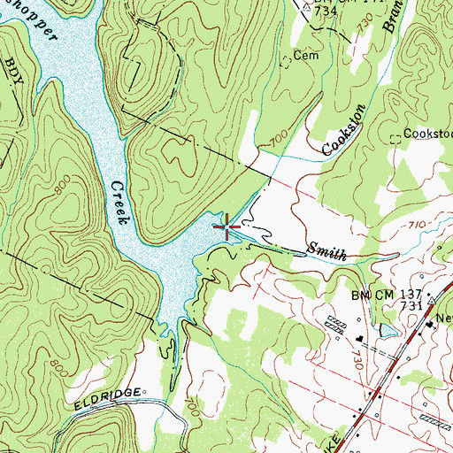 Topographic Map of Smith Prong, TN