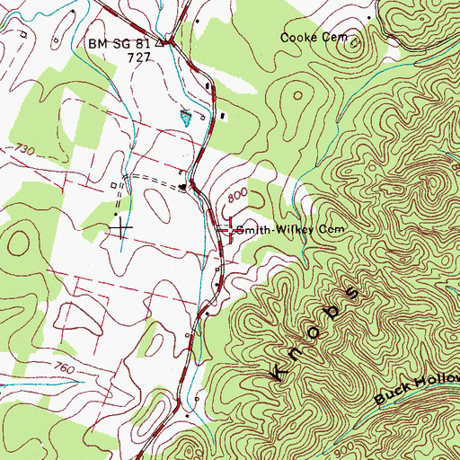 Topographic Map of Smith-Wilkey Cemetery, TN