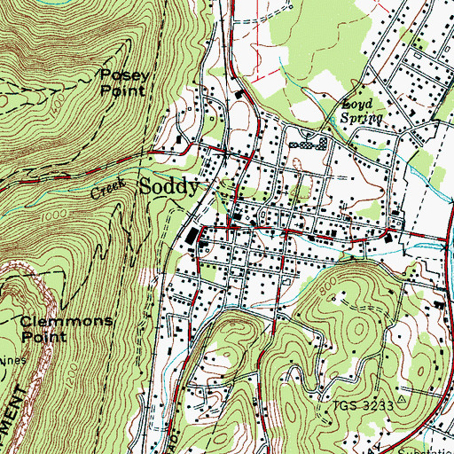Topographic Map of Soddy, TN