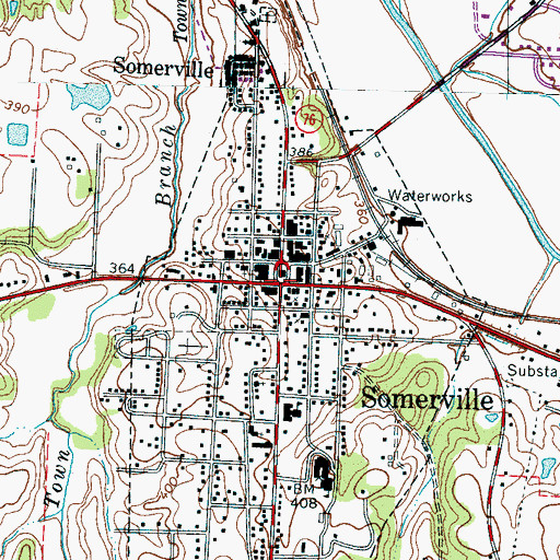 Topographic Map of Somerville, TN