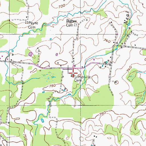 Topographic Map of Somerville Cemetery, TN