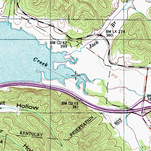 Topographic Map of South Fork Blue Creek, TN