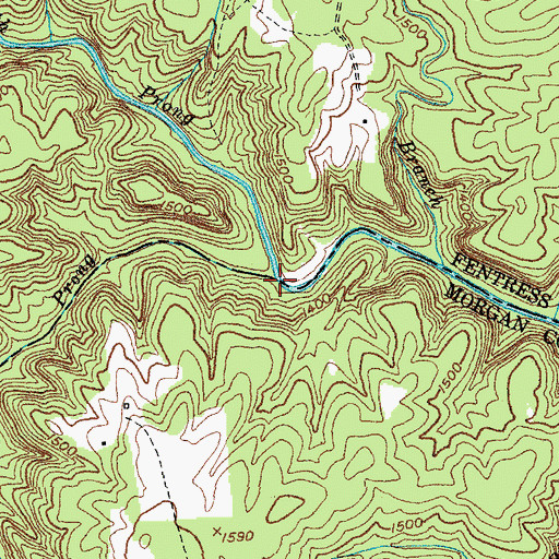 Topographic Map of South Prong Clear Fork, TN