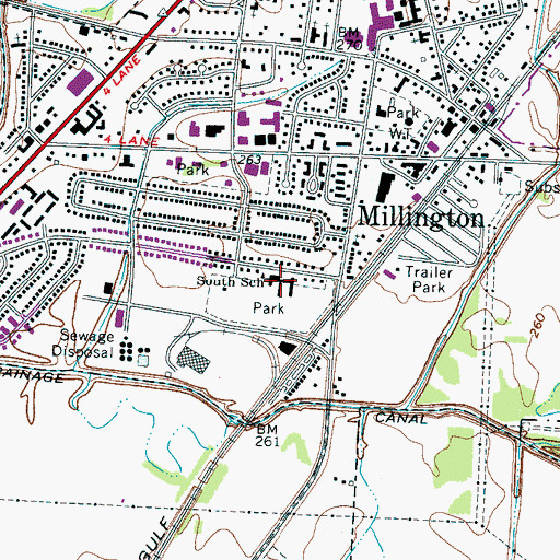 Topographic Map of South School, TN