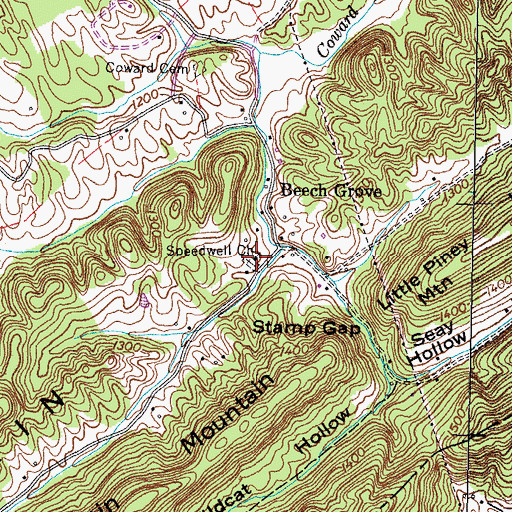 Topographic Map of Speedwell Church, TN