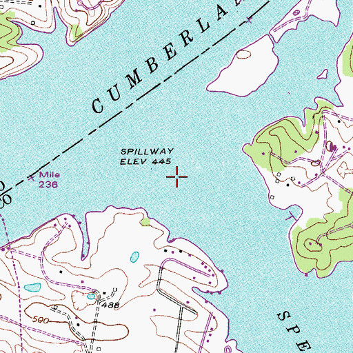 Topographic Map of Spencer Creek, TN
