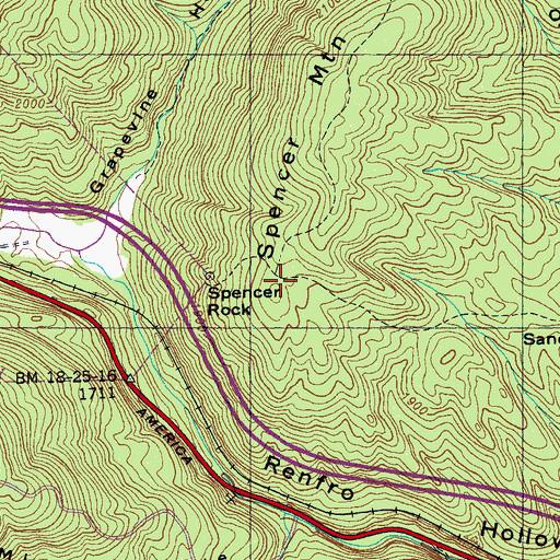 Topographic Map of Spencer Mountain, TN
