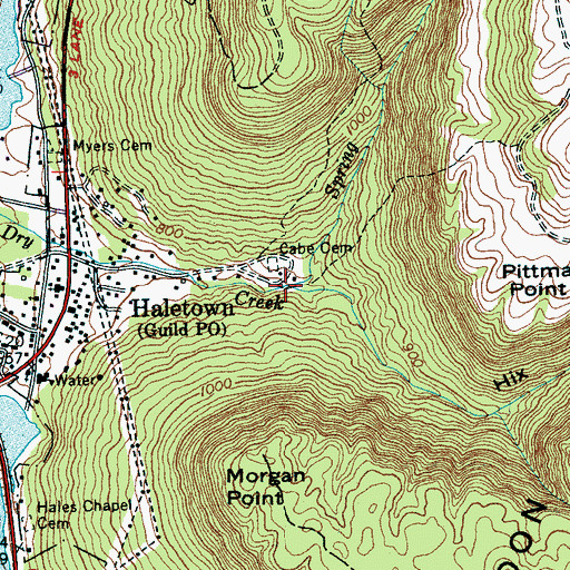 Topographic Map of Spring Creek, TN