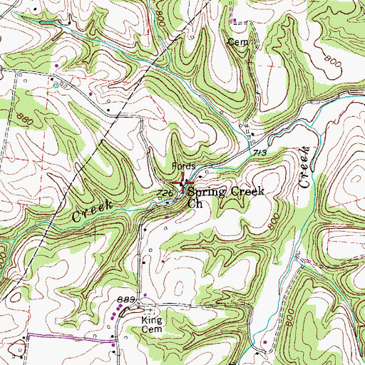 Topographic Map of Spring Creek Church, TN