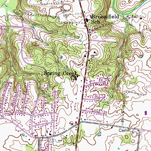 Topographic Map of Spring Creek Church, TN