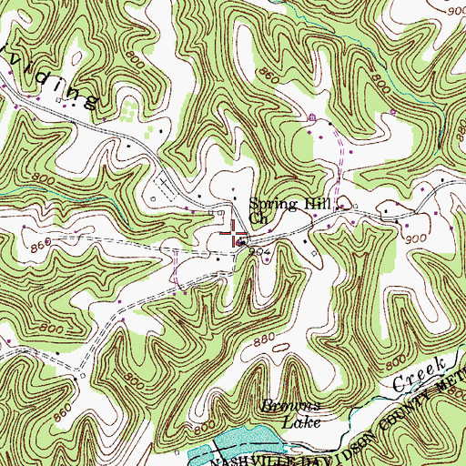 Topographic Map of Spring Hill Church, TN