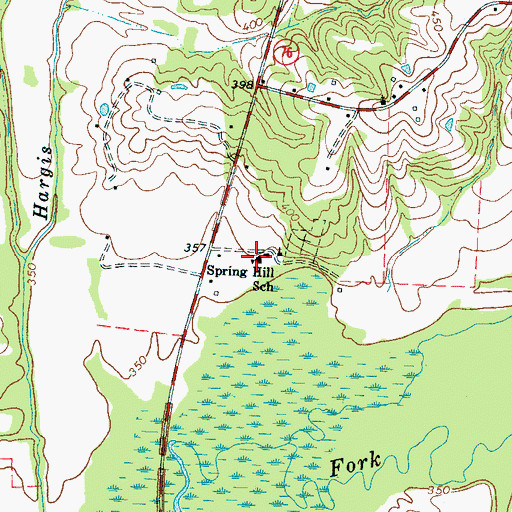 Topographic Map of Moscow-Springhill Elementary School, TN
