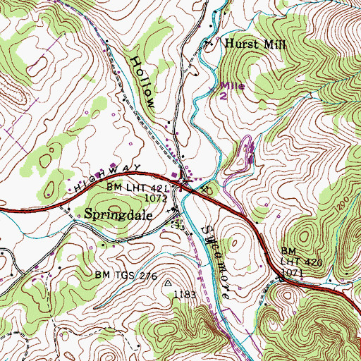 Topographic Map of Springdale, TN