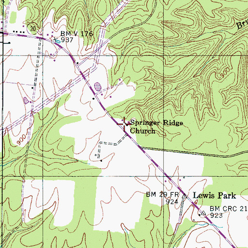 Topographic Map of Springer Ridge Church, TN
