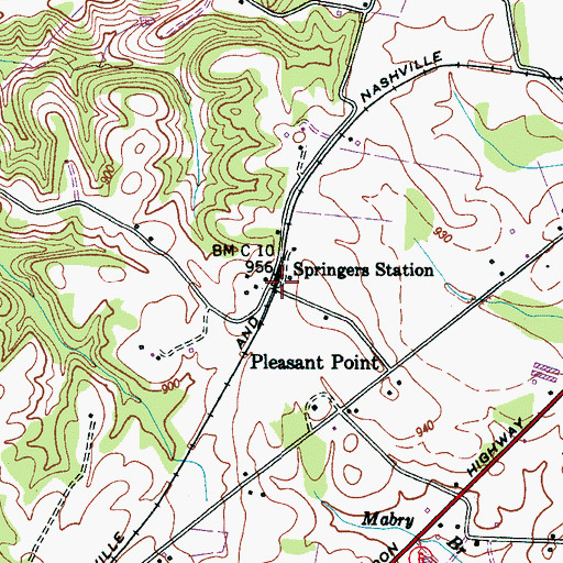 Topographic Map of Springers Station, TN