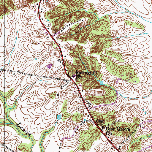 Topographic Map of Springhill Church, TN